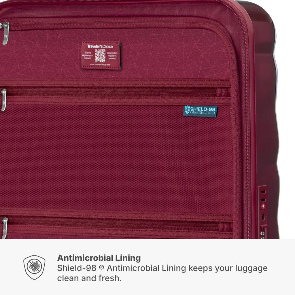 Traveler's Choice Edinburgh II Hardside Spinner Luggage, TSA Lock, Red, 21" Carry - on