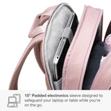 Traveler's Choice Iria 20L Backpack for Women, Water Resistant Travel Bag Daypack, Work, College, Business, Commuter, Dusty Pink, Carry - on Laptop Backpack