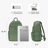 Traveler's Choice Iria 20L Backpack for Women, Water Resistant Travel Bag Daypack, Work, College, Business, Commuter, Green, Carry-on Laptop Backpack