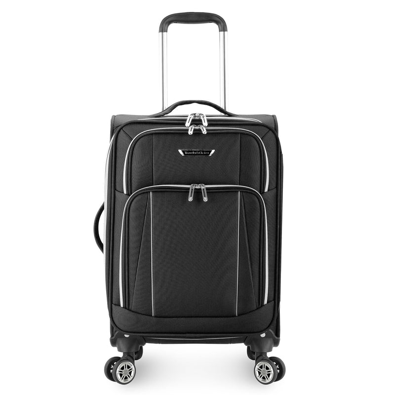 Traveler's Choice Lares Softside Expandable Luggage with Spinner Wheels, Black, Carry - On 22 - Inch