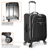 Traveler's Choice Lares Softside Expandable Luggage with Spinner Wheels, Black, Carry - On 22 - Inch