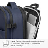 Traveler's Choice Markham 27L Backpack, Expandable, Business, Travel, Work, Office, Camping, Hunting, Fishing, Blue, Large