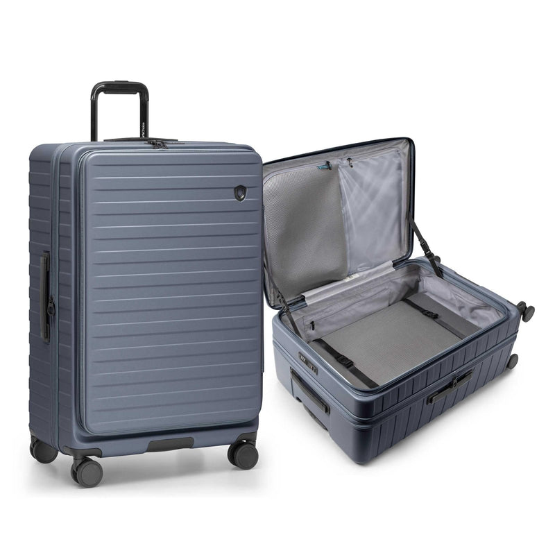 Traveler's Choice Novia Top Opening Expandable Polycarbonate Luggage with Spinner Wheels, Slate Blue, 30 - Inch Large