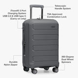Traveler's Choice Pagosa Hardshell Expandable Luggage with Spinner Wheels, Gray, 22 - Inch Carry - on