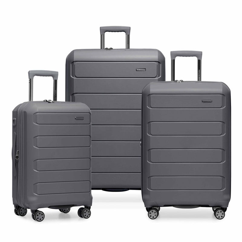 Traveler's Choice Pagosa Hardshell Expandable Luggage with Spinner Wheels, Gray, 3 - Piece Set (22/26/30)