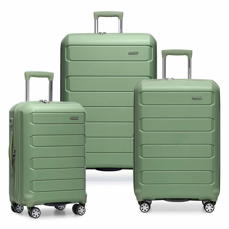 Traveler's Choice Pagosa Hardshell Expandable Luggage with Spinner Wheels, Green, 3 - Piece Set (22/26/30)