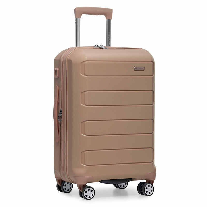 Traveler's Choice Pagosa Hardshell Expandable Luggage with Spinner Wheels, Latte Beige, 22 - Inch Carry - on
