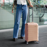 Traveler's Choice Pagosa Hardshell Expandable Luggage with Spinner Wheels, Latte Beige, 22 - Inch Carry - on