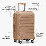 Traveler's Choice Pagosa Hardshell Expandable Luggage with Spinner Wheels, Latte Beige, 22 - Inch Carry - on