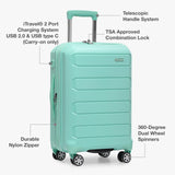 Traveler's Choice Pagosa Hardshell Expandable Luggage with Spinner Wheels, Mint, 26 - Inch Medium
