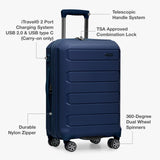 Traveler's Choice Pagosa Hardshell Expandable Luggage with Spinner Wheels, Navy, 22 - Inch Carry - on