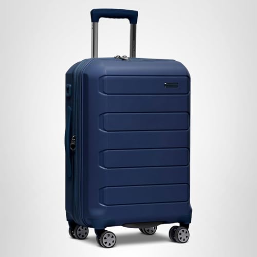 Traveler's Choice Pagosa Hardshell Expandable Luggage with Spinner Wheels, Navy, 22 - Inch Carry - on