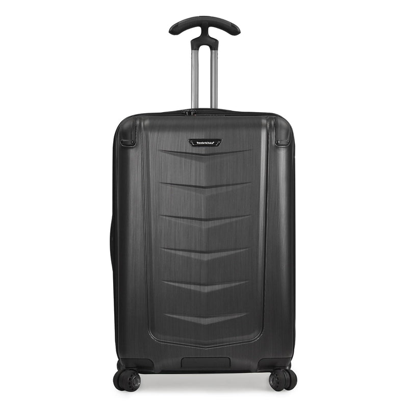 Traveler's Choice Silverwood Polycarbonate Hardside Expandable Spinner Luggage, Brushed Metal, Checked - Medium 26 - Inch