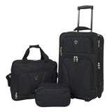 Travelers Club 3 Piece Bowman Luggage Set, Black Carry
