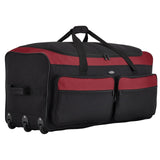 Travelers Club 36" Asgard 3 - Wheel Rolling Duffel Bag ,Black and Red
