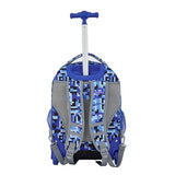 Travelers Club 4 Piece Rolling Backpack Set With Accessories,Blue Pixel