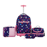 Travelers Club 4 Piece Rolling Backpack Set With Accessories,Heart | Backpacks4Less
