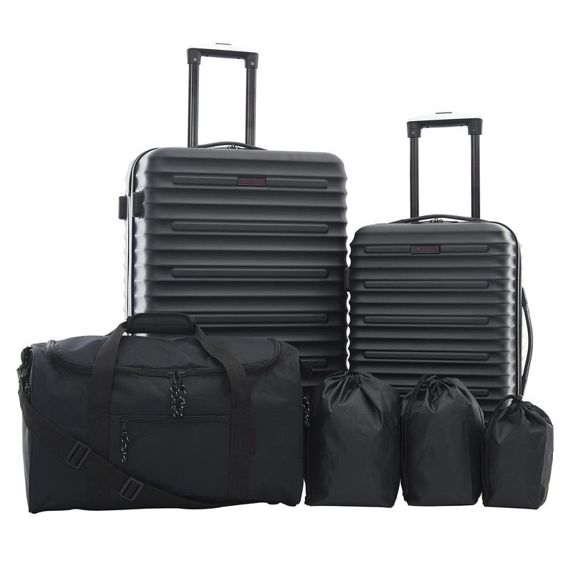 Travelers Club 6 Piece Orion Luggage and Travel Accessories Set, Black