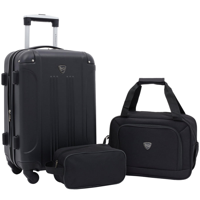 Travelers Club Chicago Hardside Expandable Spinner Luggage, Black, 3 Piece Set