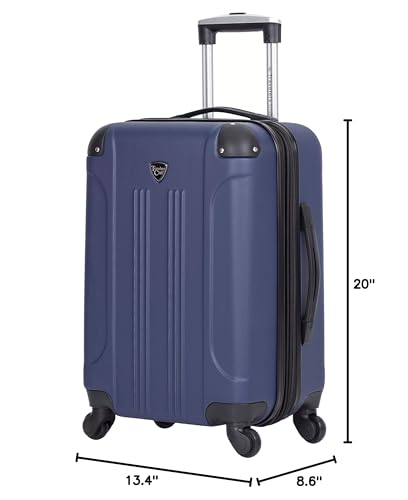 Travelers Club Chicago Hardside Expandable Spinner Luggage, Navy Blue, 22" Carry - On