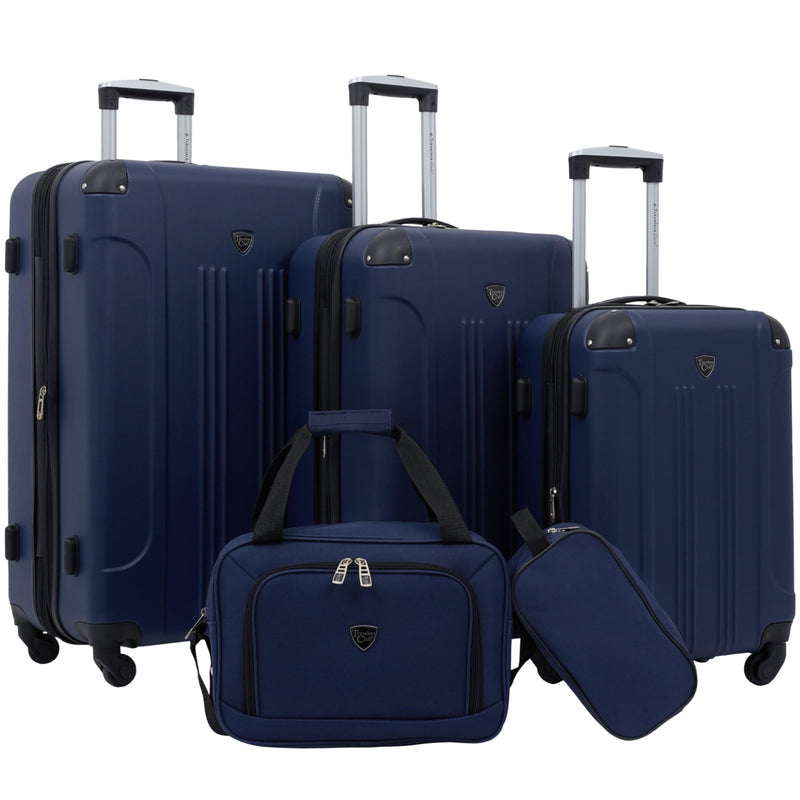 Travelers Club Chicago Hardside Expandable Spinner Luggages, Navy Blue, 5 Piece Set, TCL - 77995 - 410