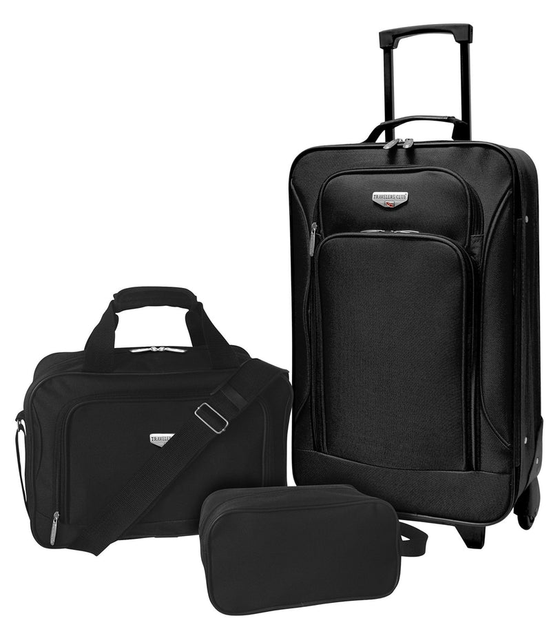 Travelers Club Euro 3 - Piece Carry - On Luggage Set, Black
