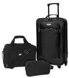 Travelers Club Euro 3-Piece Carry-On Luggage Set, Black