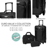 Travelers Club Euro 3 - Piece Carry - On Luggage Set, Black