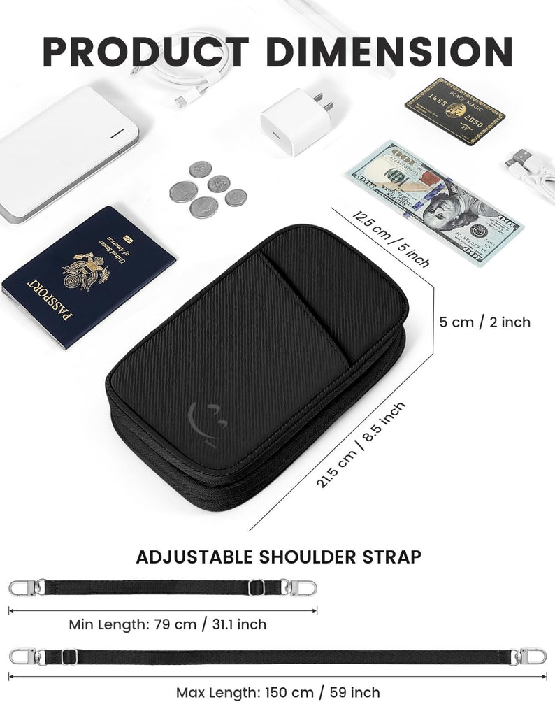 Travelkin 2 - in - 1 Passport Holder & Travel Organizer for Family with RFID Blocking, Multiple Passport Wallet for Men Women, Travel document holder for Credit Cards, Cash, and Electronic Essentials