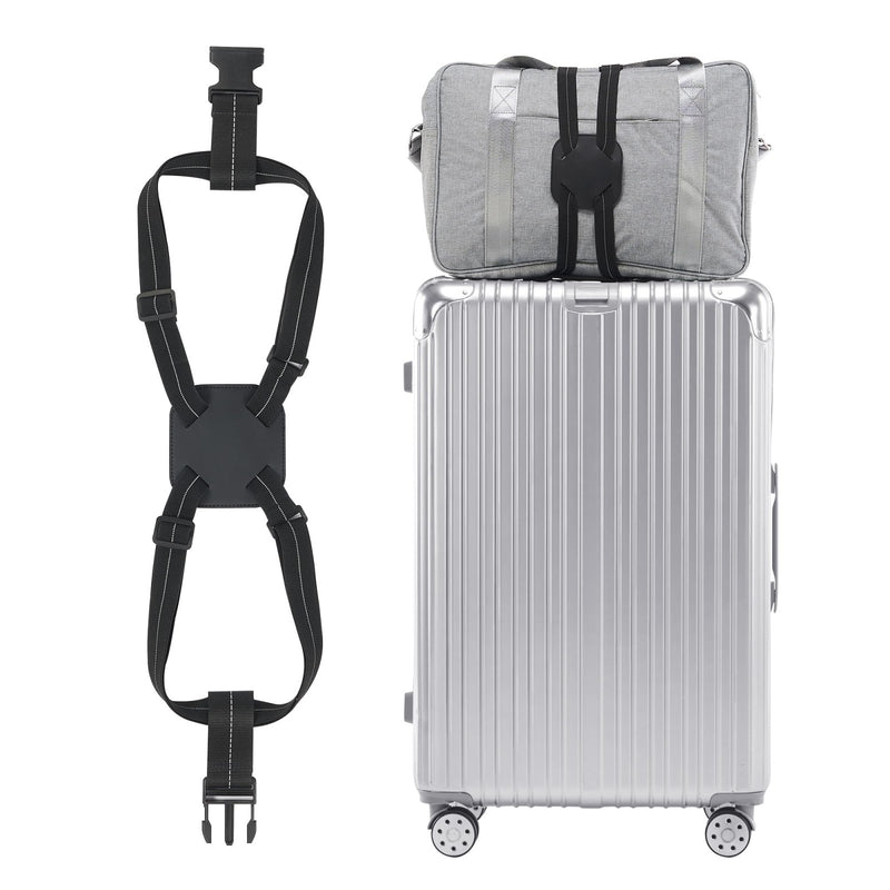 Travelkin Luggage Straps for Suitcases, Luggage Bungee Straps for Attaching Bags, Travel Essentials for Suitcases Add a Bag (Black)