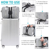 Travelkin Luggage Straps for Suitcases, Luggage Bungee Straps for Attaching Bags, Travel Essentials for Suitcases Add a Bag (Black)