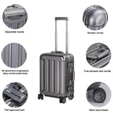 TRAVELKING All Aluminum Carry On Luggage with TSA Locks Fashion Cool Metal Hard Shell Spinner Suitcase (Grey, 20 Inch)