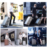 TRAVELKING All Aluminum Carry On Luggage with TSA Locks Fashion Cool Metal Hard Shell Spinner Suitcase (Grey, 20 Inch)