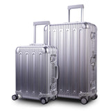 TRAVELKING All Aluminum Carry On Luggage with TSA Locks Fashion Cool Metal Hard Shell Spinner Suitcase (Silver, 20 Inch)…