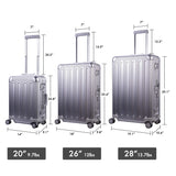 TRAVELKING All Aluminum Carry On Luggage with TSA Locks Fashion Cool Metal Hard Shell Spinner Suitcase (Silver, 20 Inch)…