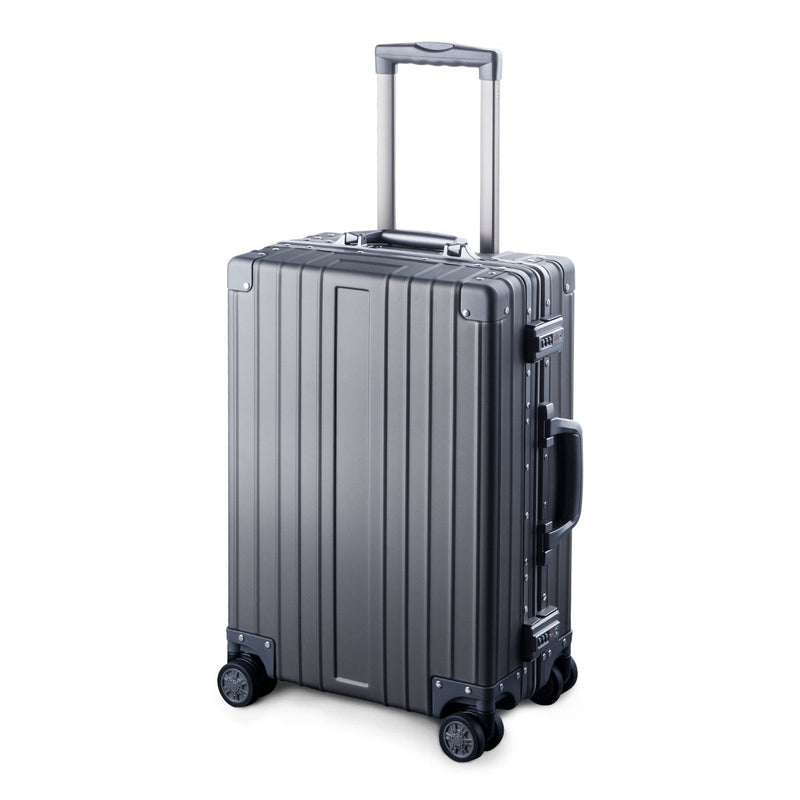 TRAVELKING All Aluminum Carry On Luggage Zipperless Hard Shell Luggage Case with TSA Lock Spinner Alloy Metal Suitcase (Grey, 20")