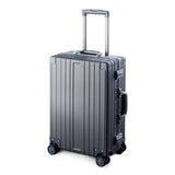 TRAVELKING All Aluminum Carry On Luggage Zipperless Hard Shell Luggage Case with TSA Lock Spinner Alloy Metal Suitcase (Grey, 20")
