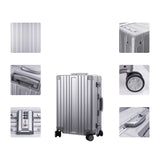 TRAVELKING All Aluminum Carry On Luggage Zipperless Hard Shell Luggage Case with TSA Lock Spinner Alloy Metal Suitcase (Silver, 20")