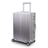 TRAVELKING All Aluminum Carry On Luggage Zipperless Hard Shell Luggage Case with TSA Lock Spinner Alloy Metal Suitcase (Silver, 20")
