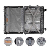 TRAVELKING All Aluminum Luggage with TSA Locks Metal Hard Shell Zipperless Spinner Alloy Metal Suitcase (Cool Metallic, 24 Inch)