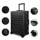 TRAVELKING All Aluminum Luggage with TSA Locks Metal Hard Shell Zipperless Spinner Alloy Metal Suitcase (Cool Metallic, 24 Inch)