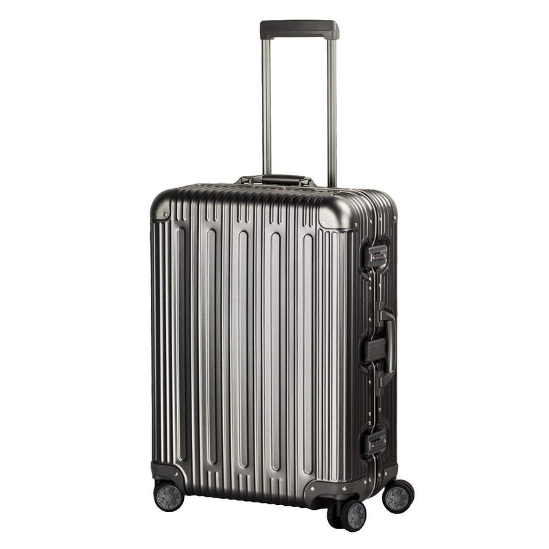 TRAVELKING All Aluminum Luggage Zipperless Hard Shell Suitcase with TSA Lock Spinner Wheels Lightweight Metal Alloy Suitcases (Grey, 24 inch)