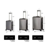 TRAVELKING All Aluminum Luggage Zipperless Hard Shell Suitcase with TSA Lock Spinner Wheels Lightweight Metal Alloy Suitcases (Grey, 24 inch)