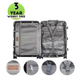 TRAVELKING All Aluminum Luggage Zipperless Hard Shell Suitcase with TSA Lock Spinner Wheels Lightweight Metal Alloy Suitcases (Grey, 24 inch)