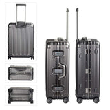 TRAVELKING All Aluminum Luggage Zipperless Hard Shell Suitcase with TSA Lock Spinner Wheels Lightweight Metal Alloy Suitcases (Grey, 24 inch)