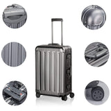 TRAVELKING All Aluminum Luggage Zipperless Hard Shell Suitcase with TSA Lock Spinner Wheels Lightweight Metal Alloy Suitcases (Grey, 28 inch)