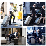 TRAVELKING All Aluminum Luggage Zipperless Hard Shell Suitcase with TSA Lock Spinner Wheels Lightweight Metal Alloy Suitcases (Grey, 28 inch)
