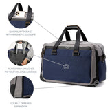 Travelpro Altitude Double Expansion Travel Duffel Bag, 40 - 48L, Weekender, Overnight, Water Resistant, Men and Women, Stellar Navy/Grey