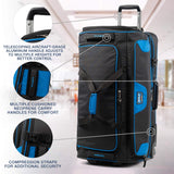 Travelpro Bold Drop Bottom Wheeled Rolling Duffel Bag, Blue/Black, 30 - Inch