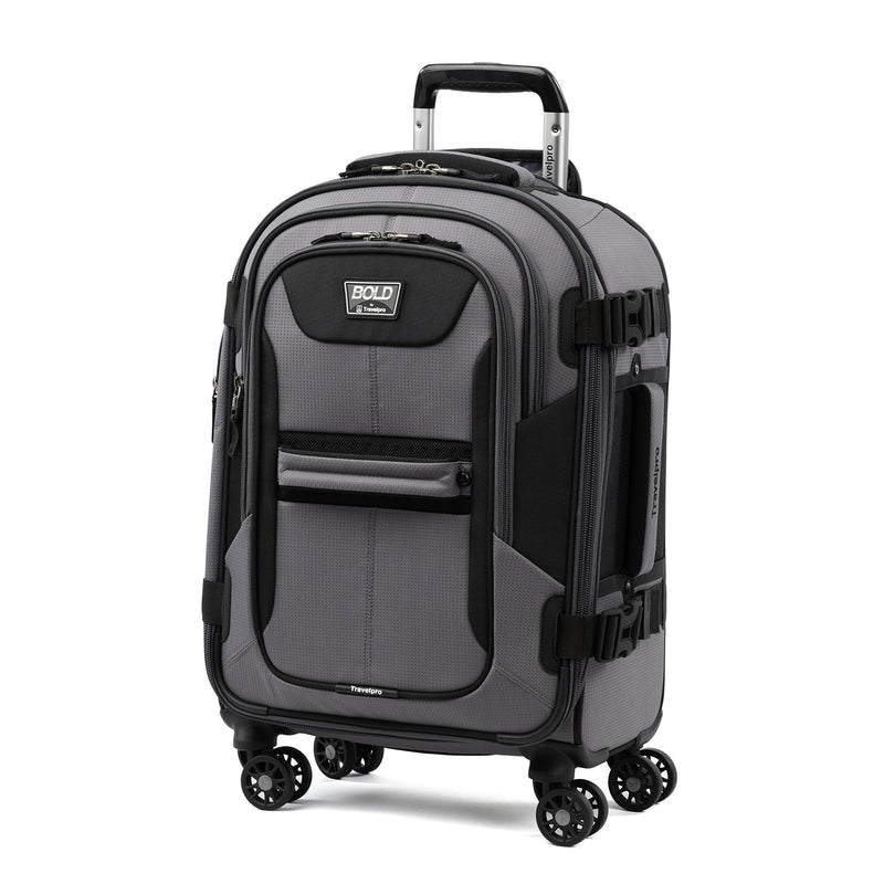 Travelpro Bold Softside Expandable Carry on Spinner Luggage, Carry on 21 - Inch, Grey/Black
